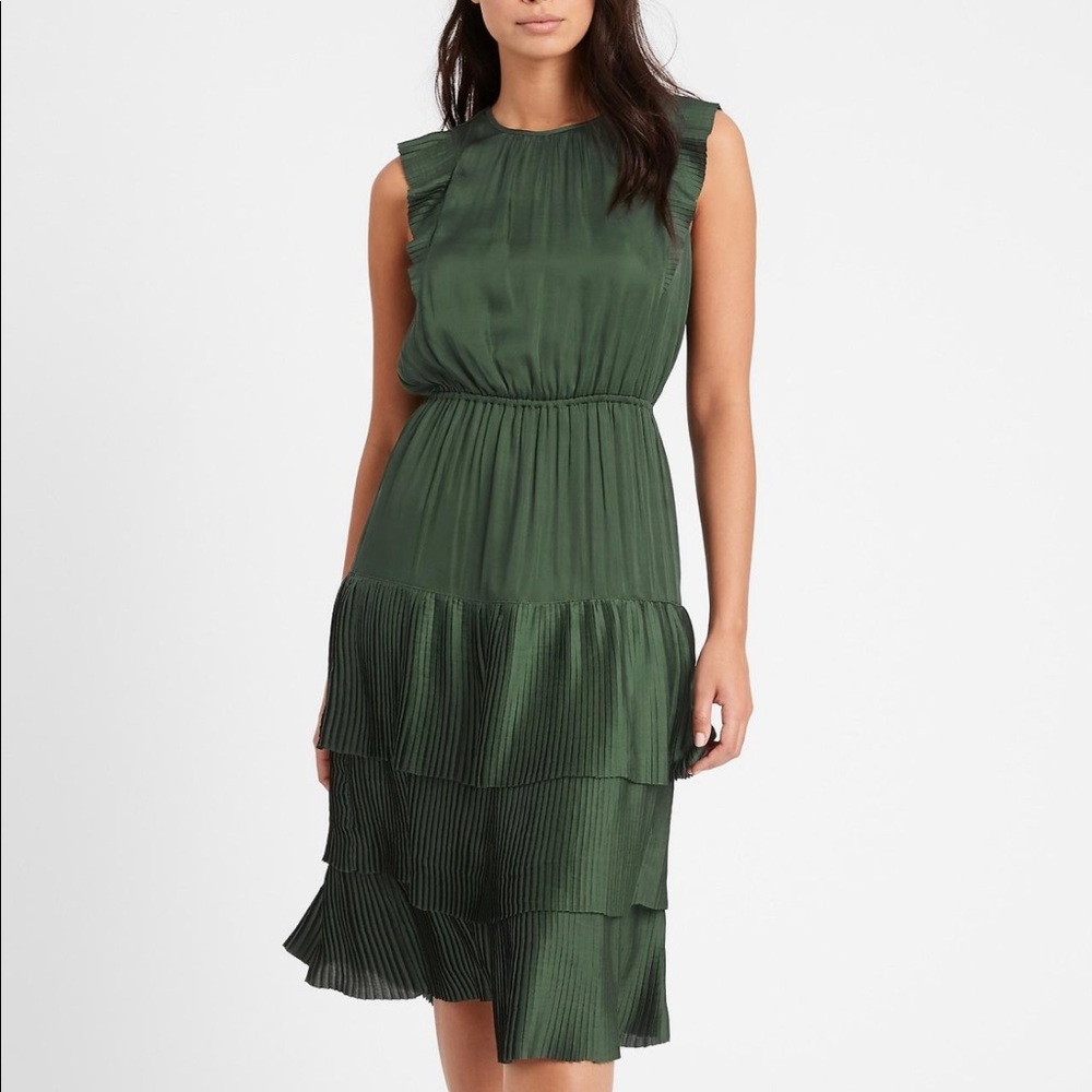 Banana Republic Soft Satin Midi Dress, Green